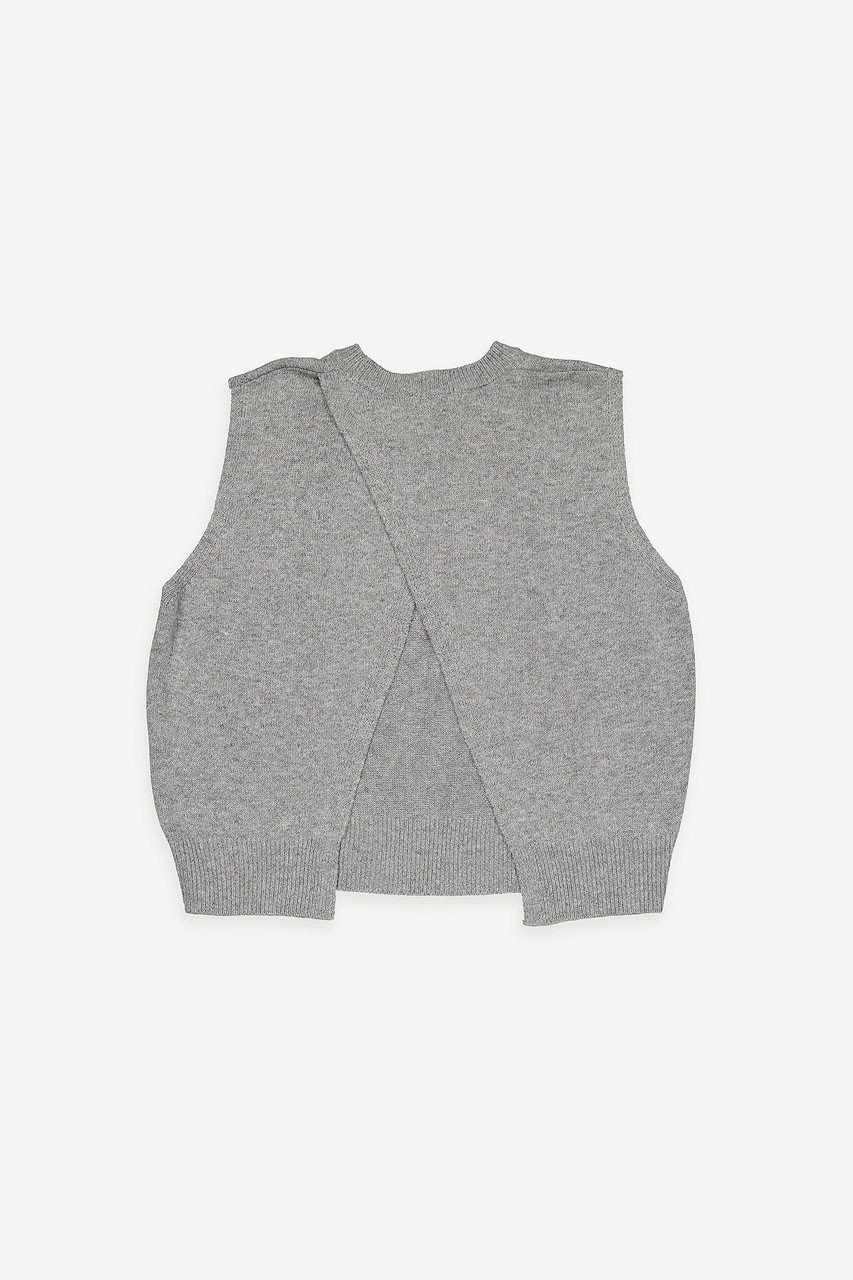Leah Open Back Knit Vest, Grey