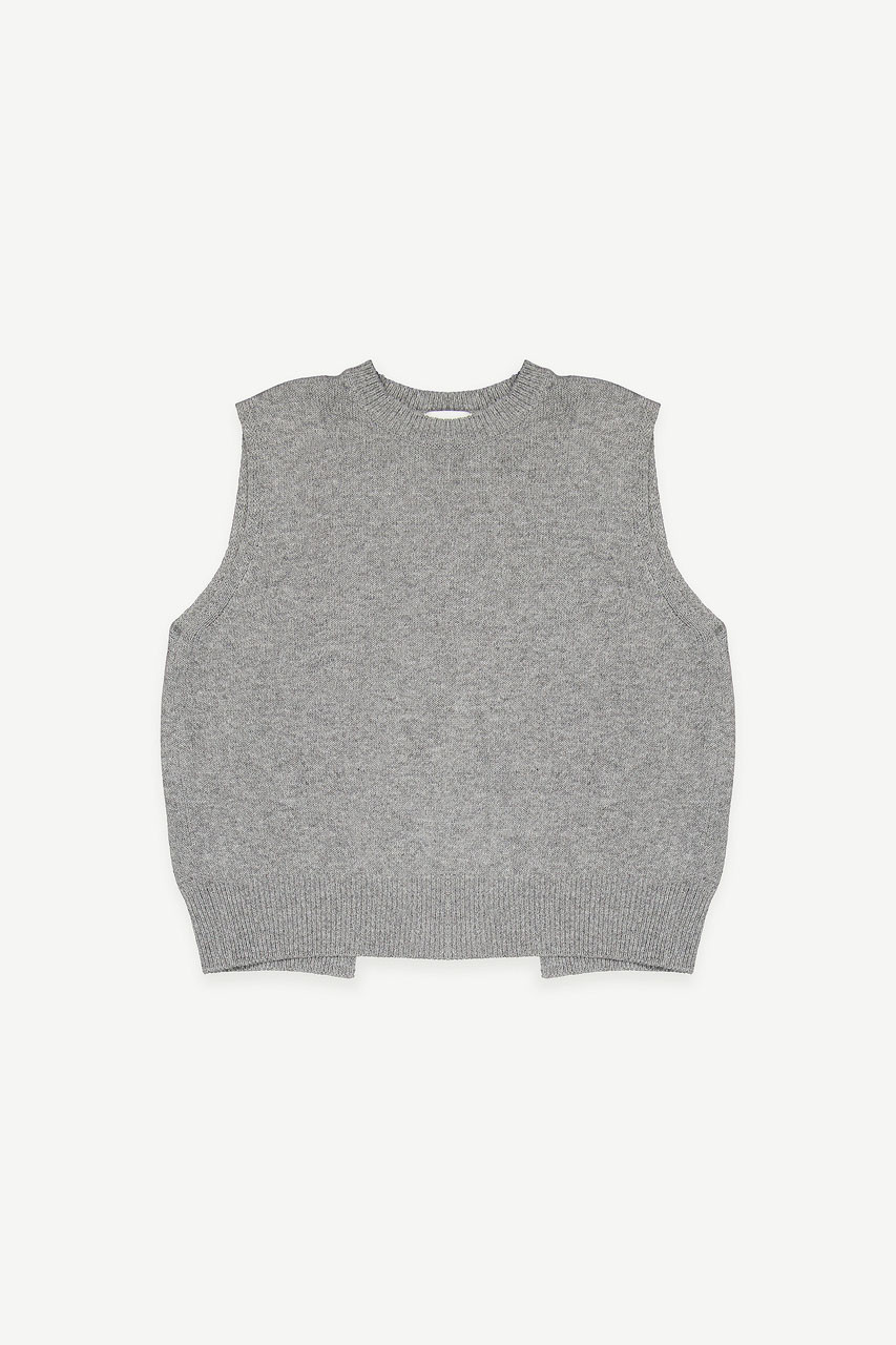 Leah Open Back Knit Vest, Grey