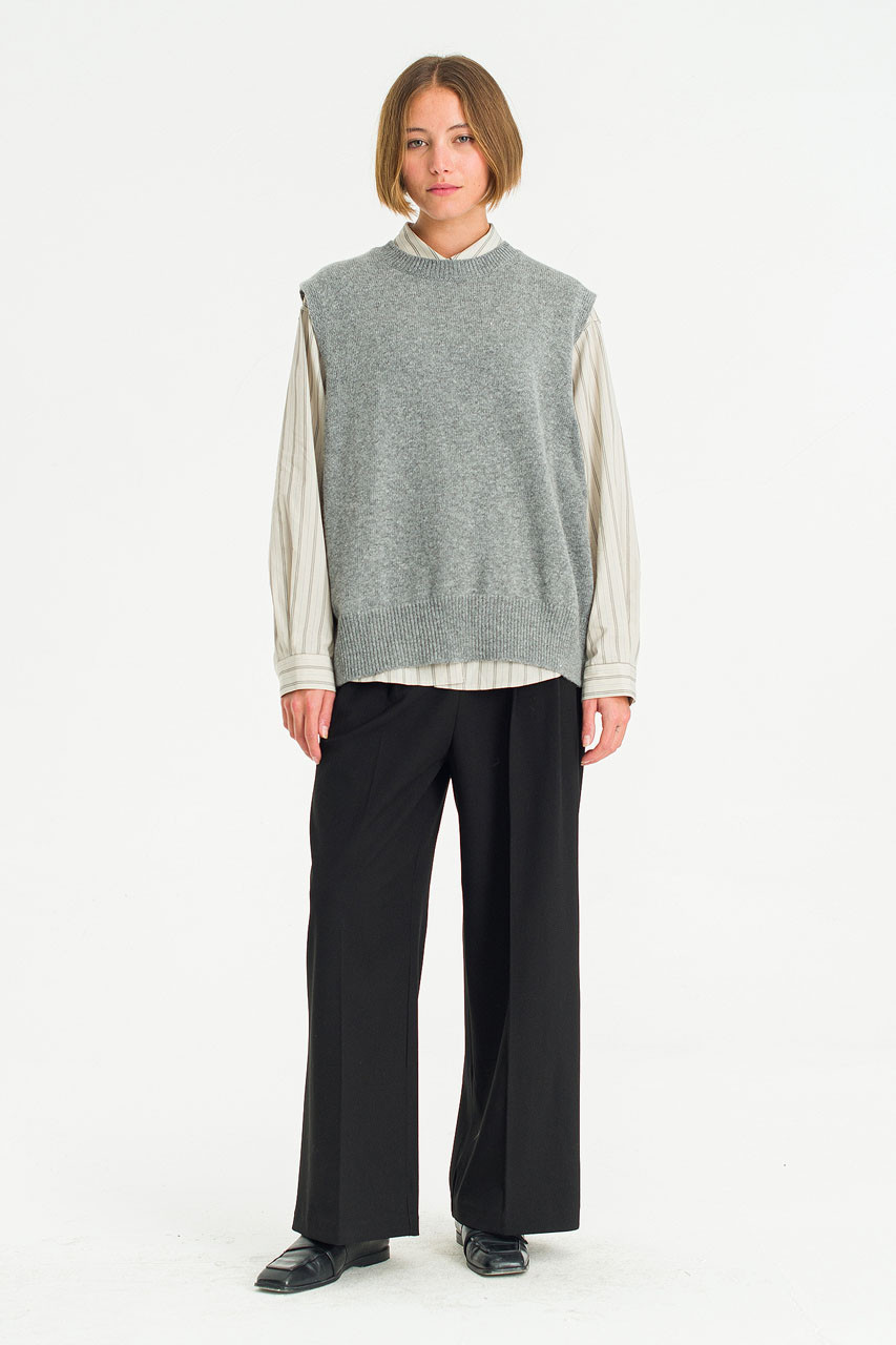 Leah Open Back Knit Vest, Grey