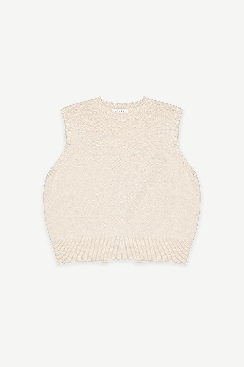 Leah Open Back Knit Vest, Oatmeal