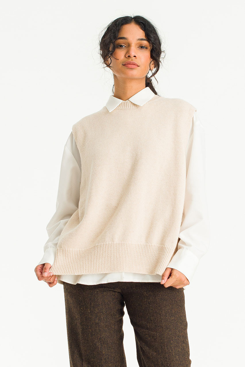 Leah Open Back Knit Vest, Oatmeal