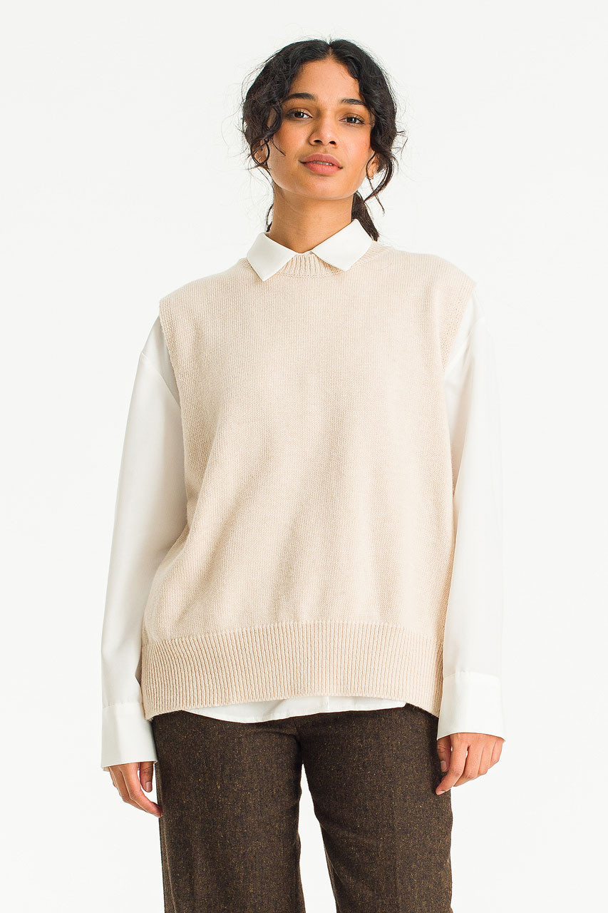 Leah Open Back Knit Vest, Oatmeal