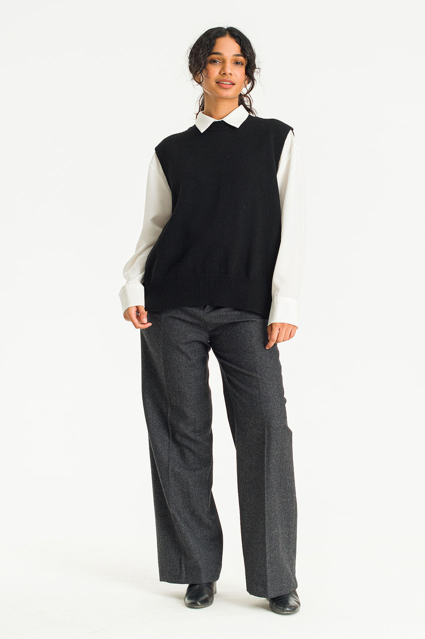 Leah Open Back Knit Vest, Black