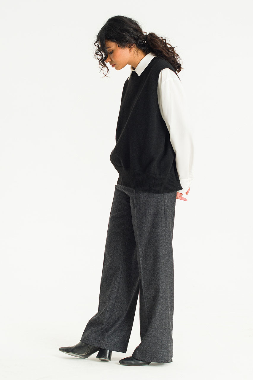 Leah Open Back Knit Vest, Black