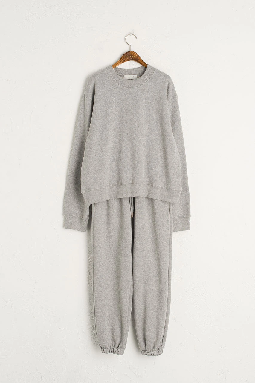 Sweatshirt & Jogger Set, Melange Grey