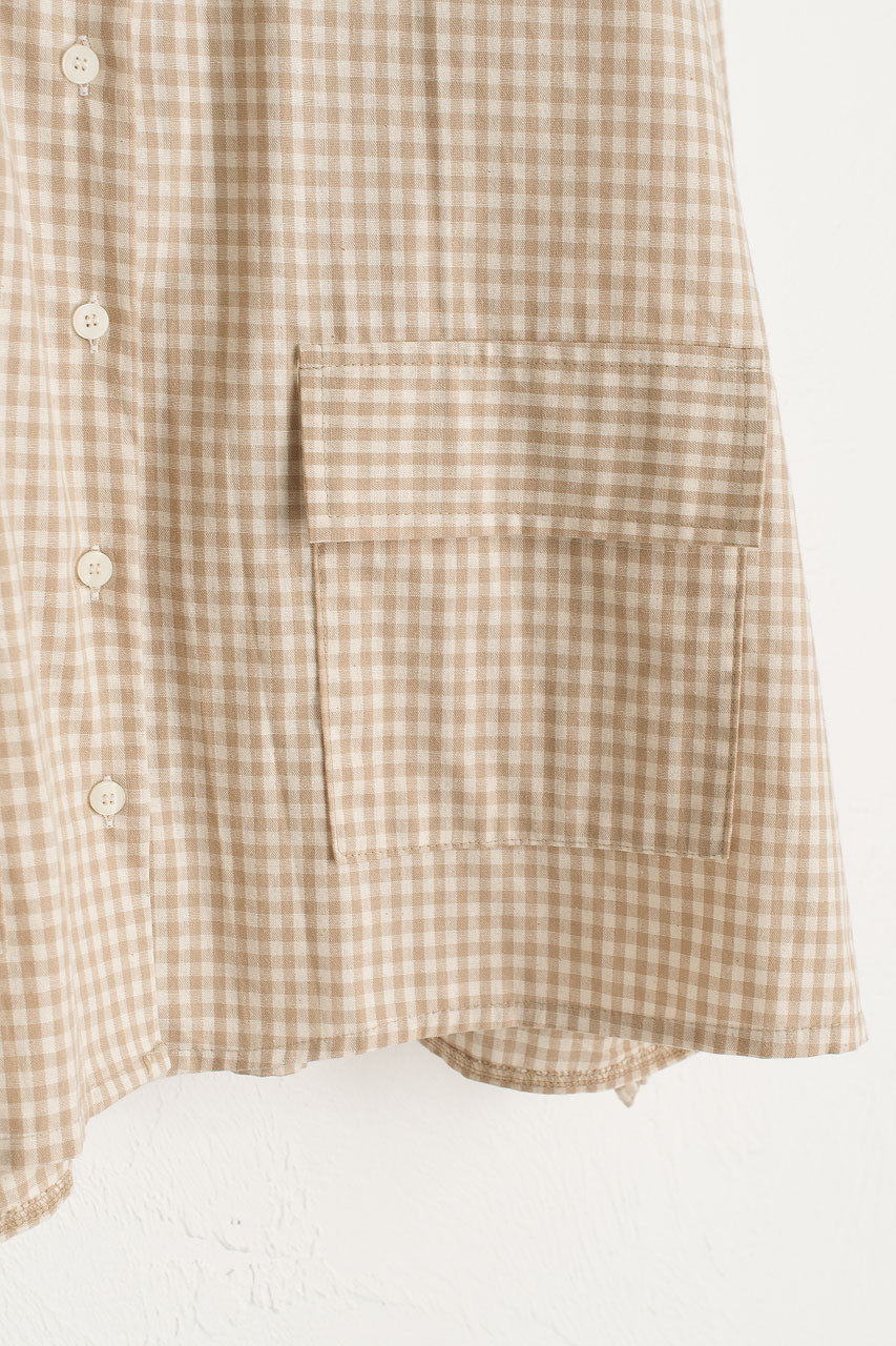 Lightweight Gingham Overshirt, Beige
