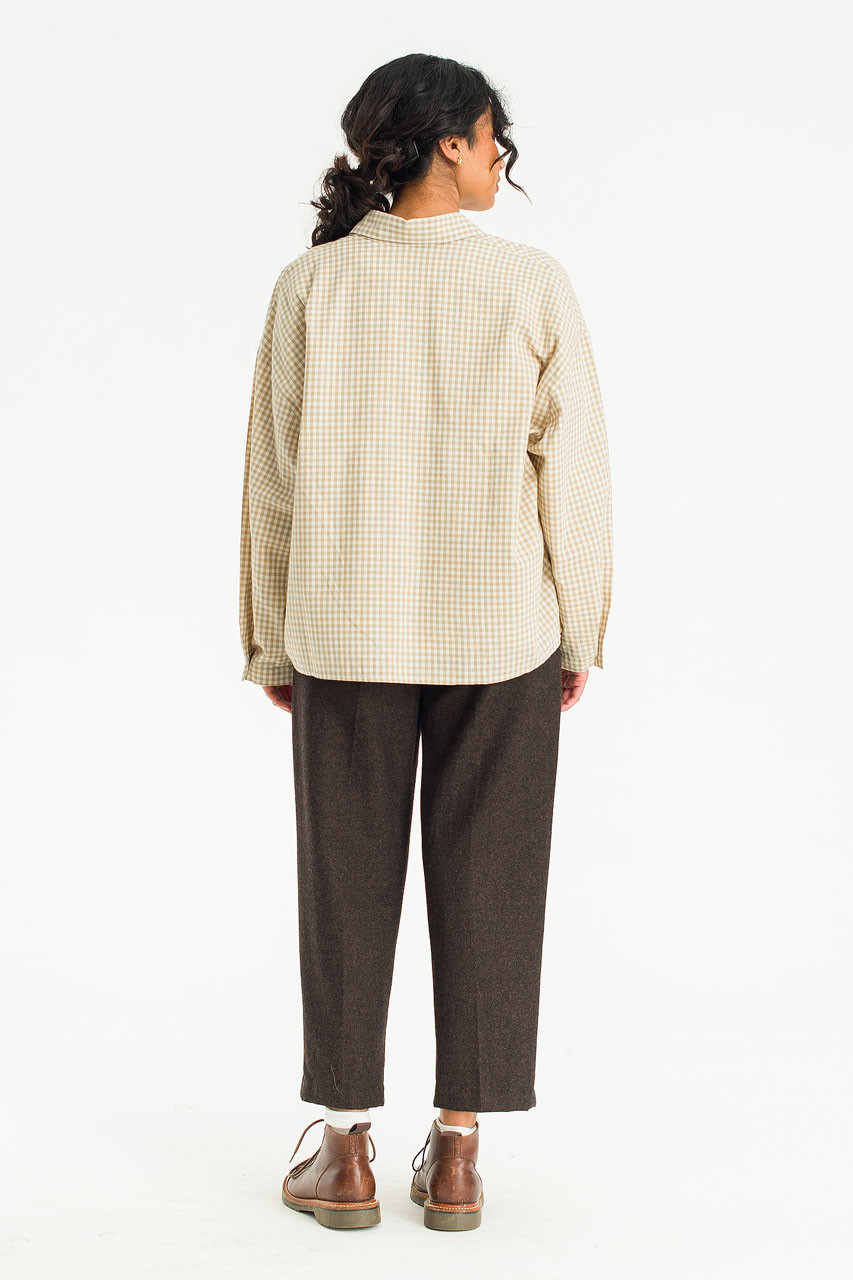 Lightweight Gingham Overshirt, Beige