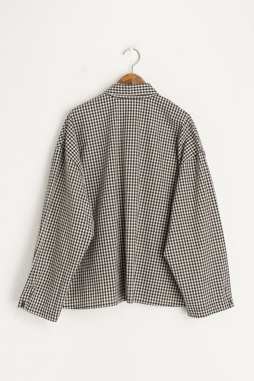 Lightweight Gingham Overshirt, Black