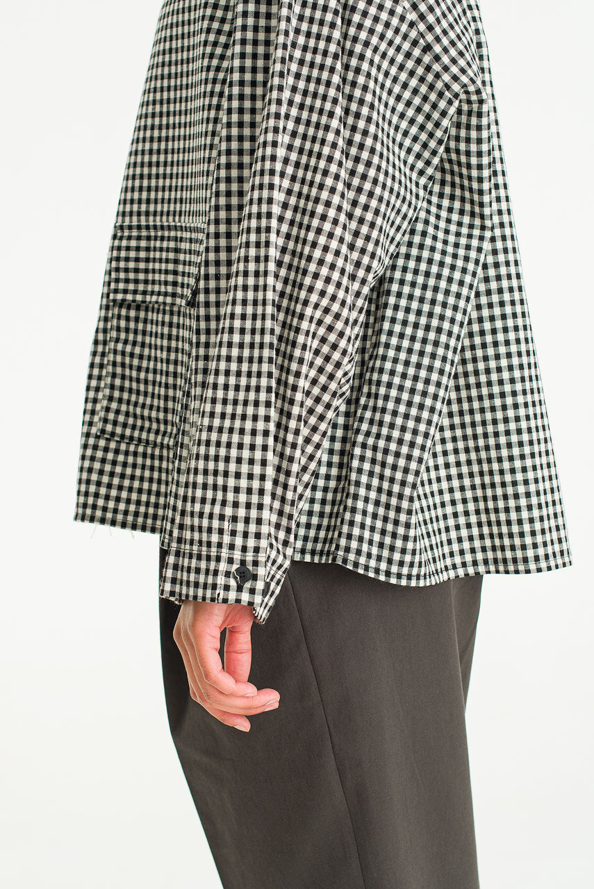 Lightweight Gingham Overshirt, Black