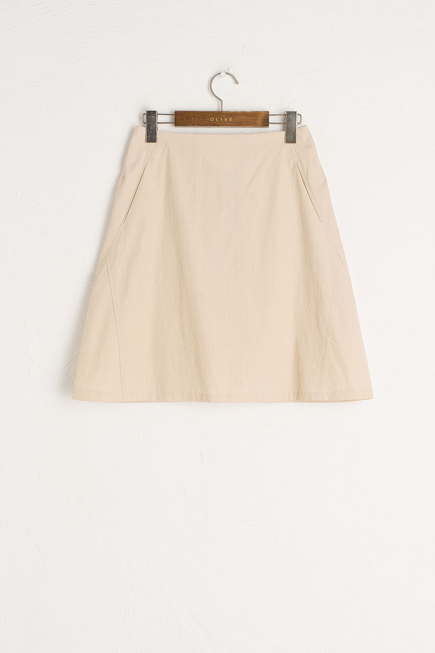 A Line Cotton Mini Skirt, Light Beige