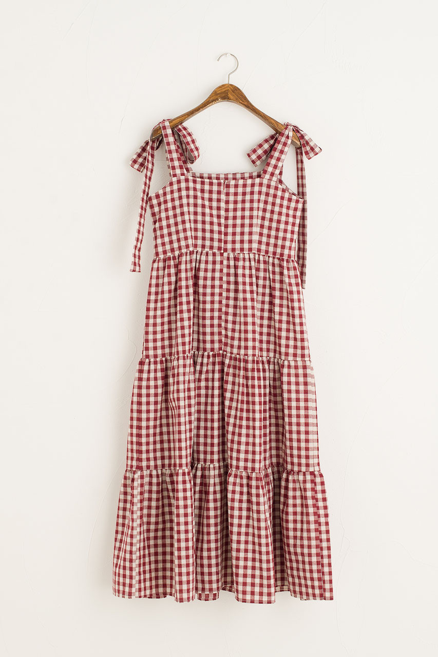 Belle Gingham Ribbon Dress, Cherry