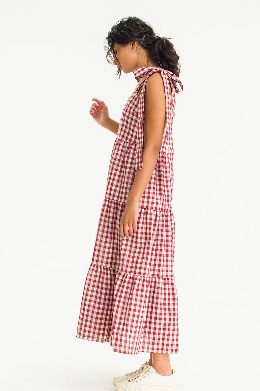 Belle Gingham Ribbon Dress, Cherry