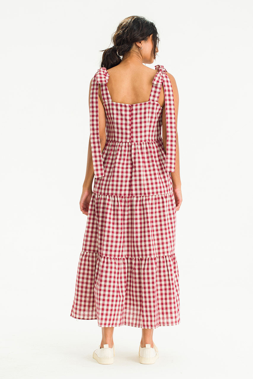 Belle Gingham Ribbon Dress, Cherry