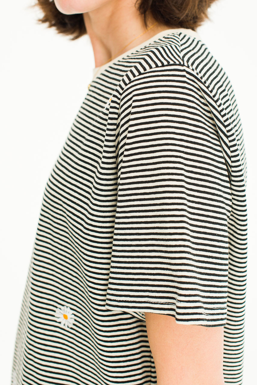 Daisy Embroidered Stripe Tee