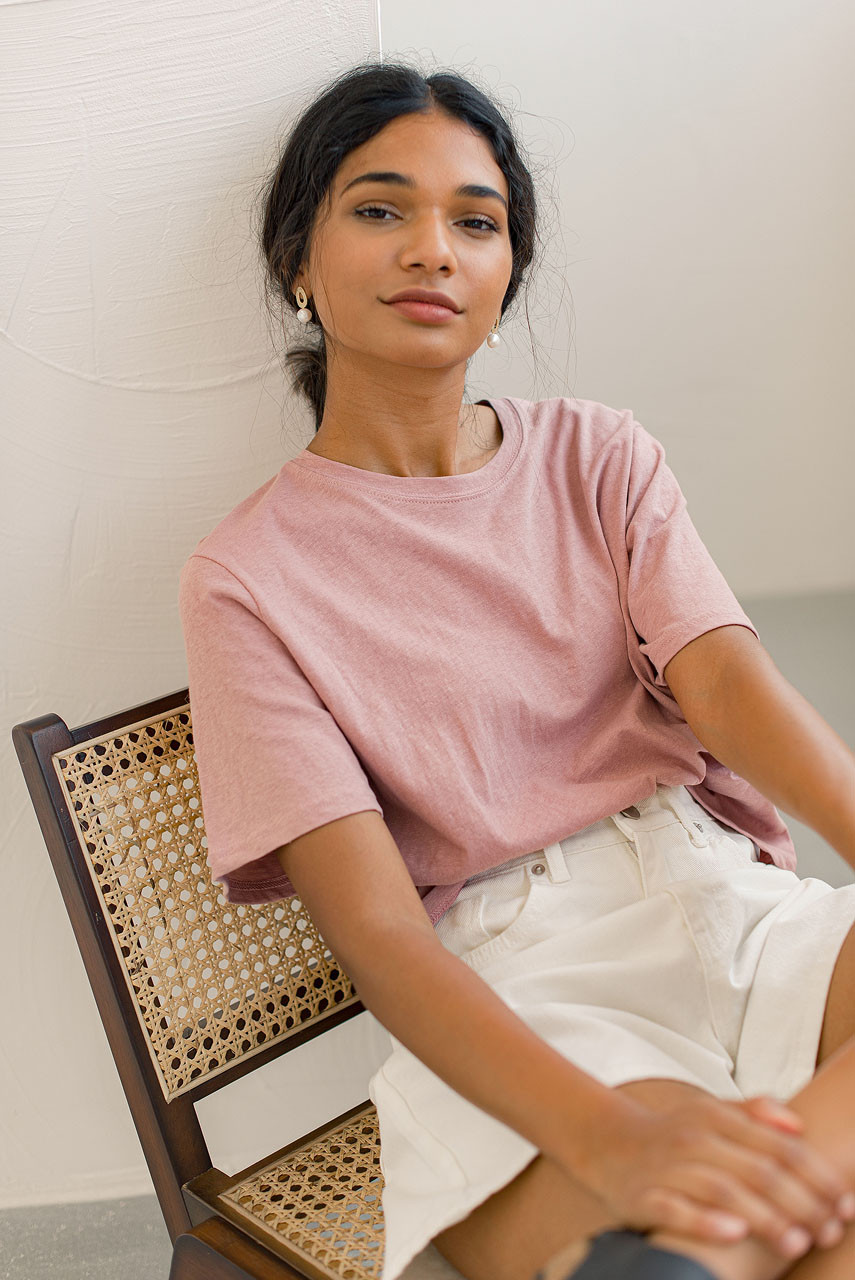 Dana Loose Fit Crop Tee, Washed Pink
