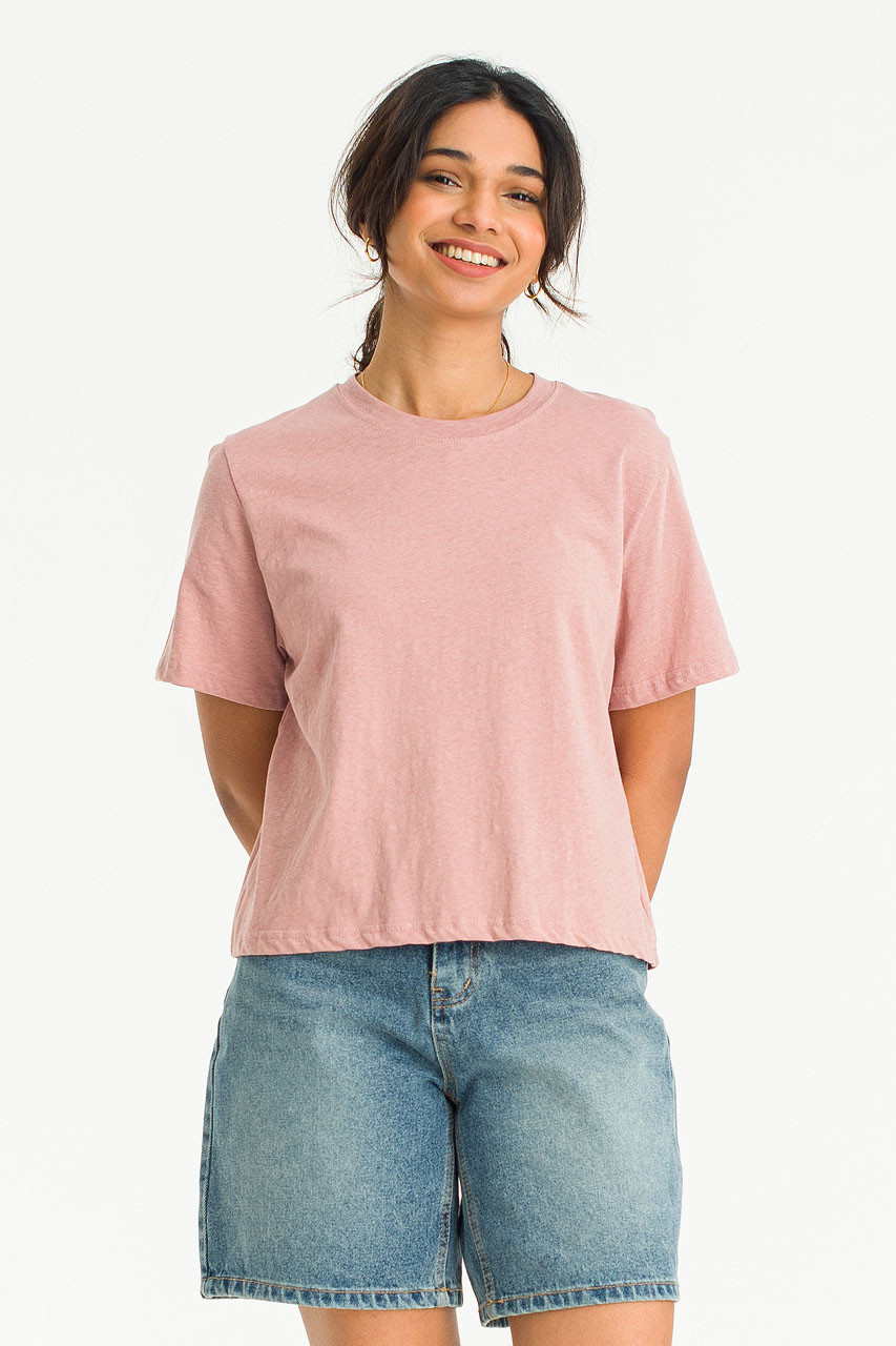 Dana Loose Fit Crop Tee, Washed Pink