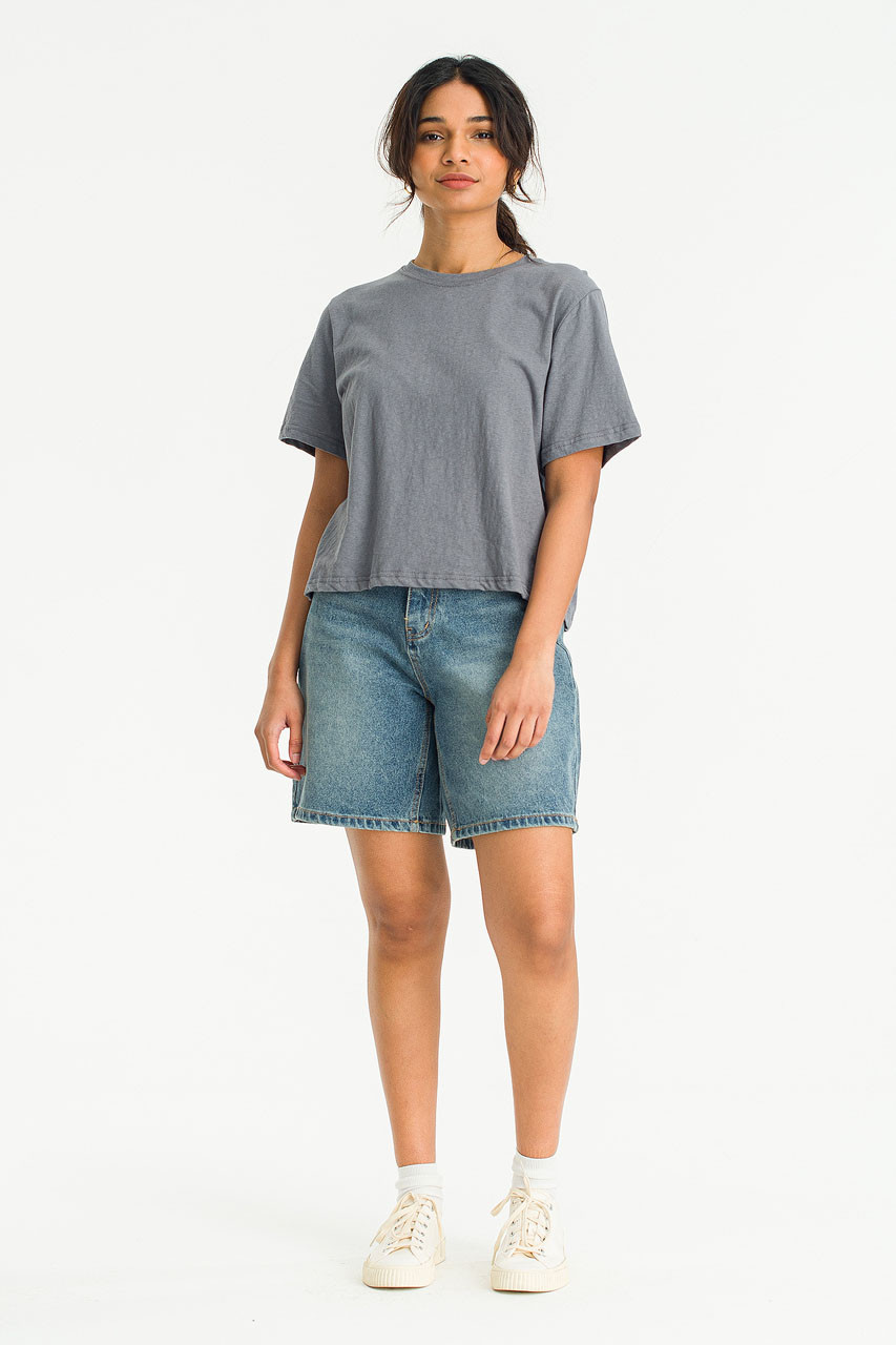 Dana Loose Fit Crop Tee, Charcoal