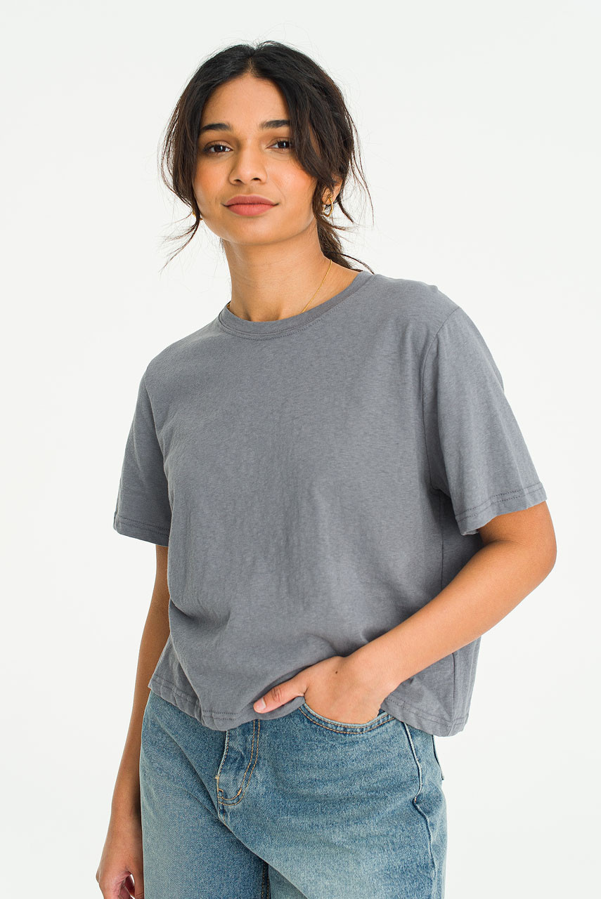 Dana Loose Fit Crop Tee, Charcoal
