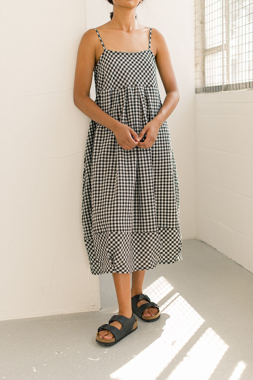 Gingham Pumpkin Slip Dress, Black