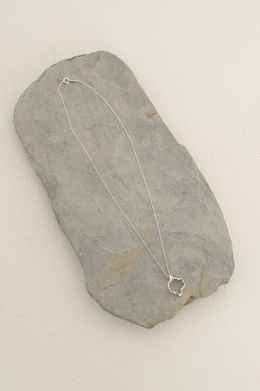 Wave Circle Necklace, 92.5% Silver