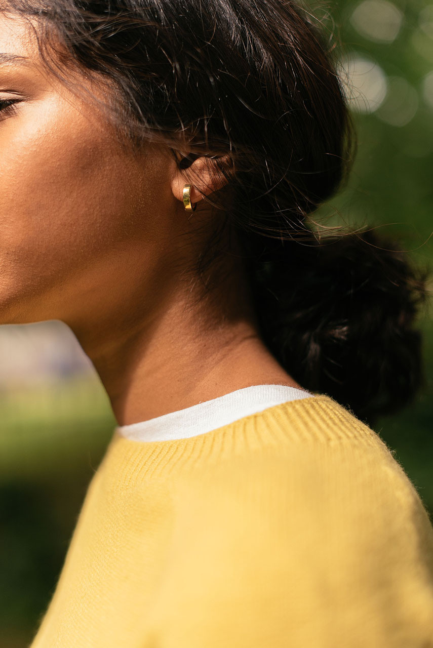 Simple Mini Huggie Hoop Earrings, 18K Gold Plated