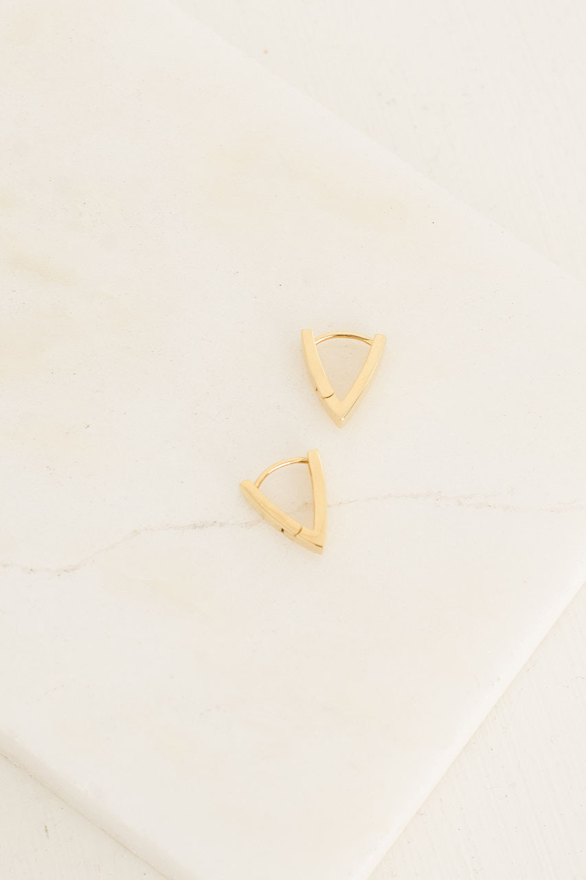 Triangle Huggie Earrings, 18K Gold Plated