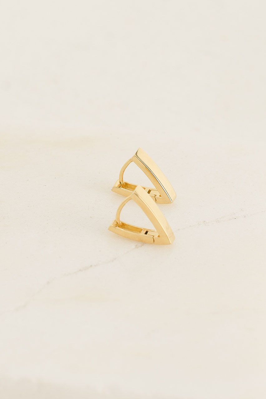 Triangle Huggie Earrings, 18K Gold Plated
