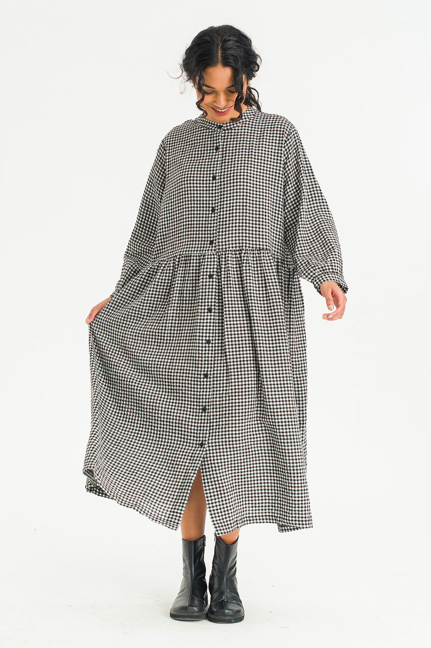 Annie Gingham Dress, Black