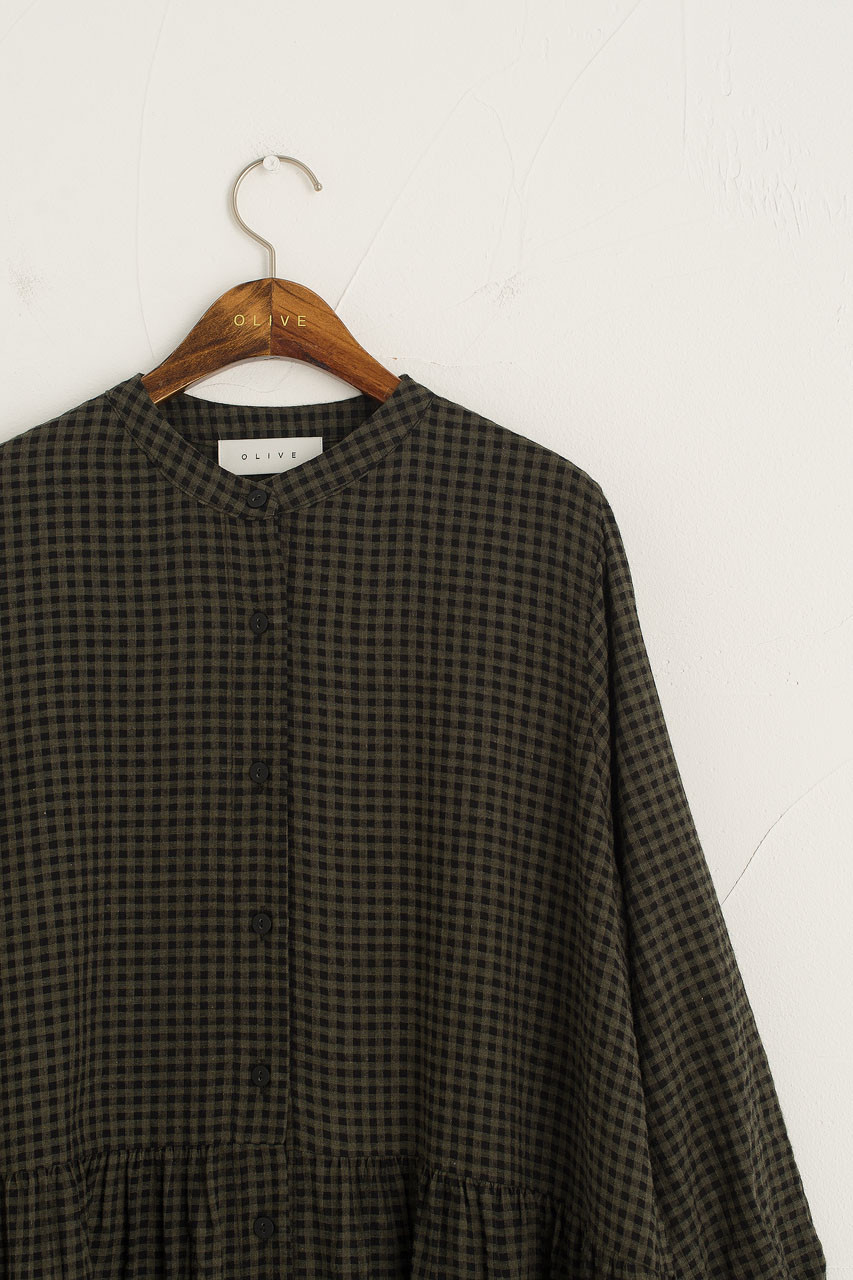 Annie Gingham Dress, Khaki