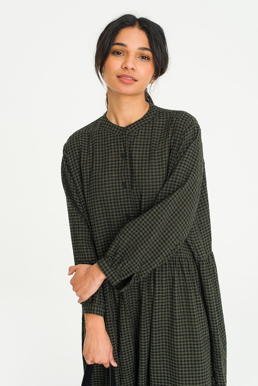 Annie Gingham Dress, Khaki