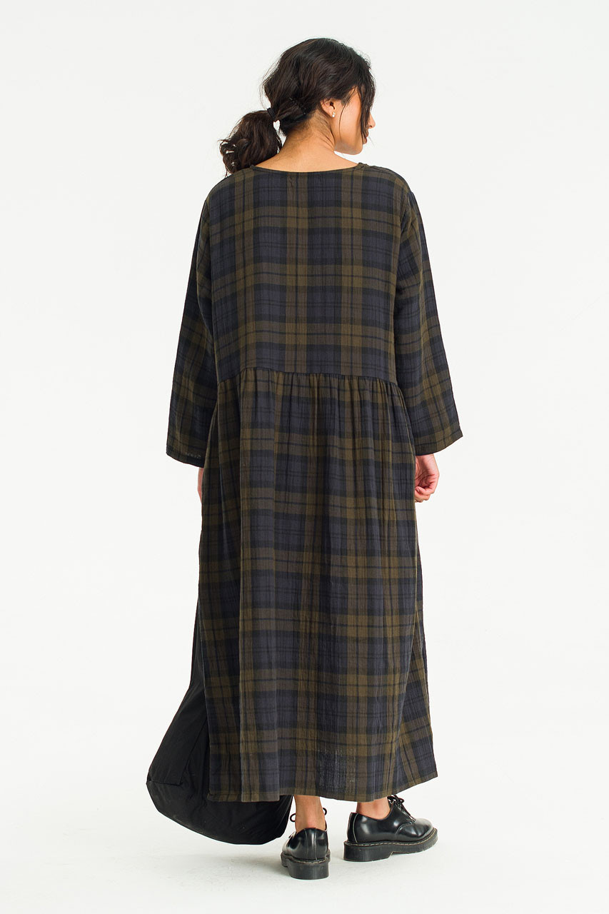 Tasha Double Face Check Dress, Khaki