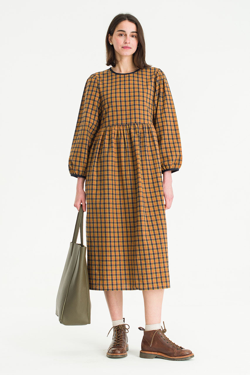 Kaneko Check Dress, Burnt Orange