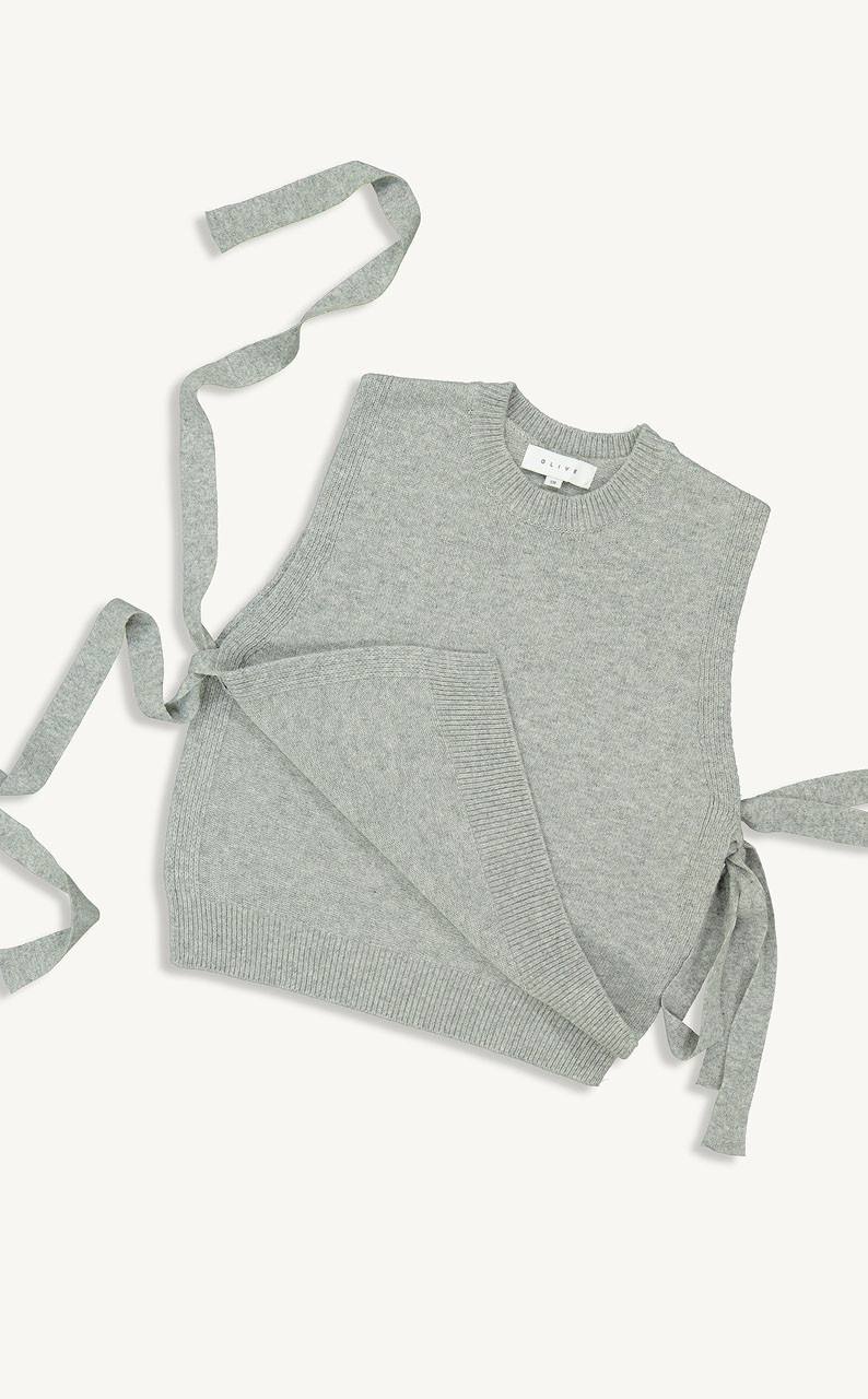 Side Ribbon Vest, Grey