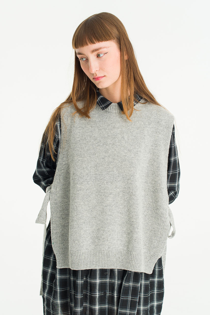 Side Ribbon Vest, Grey