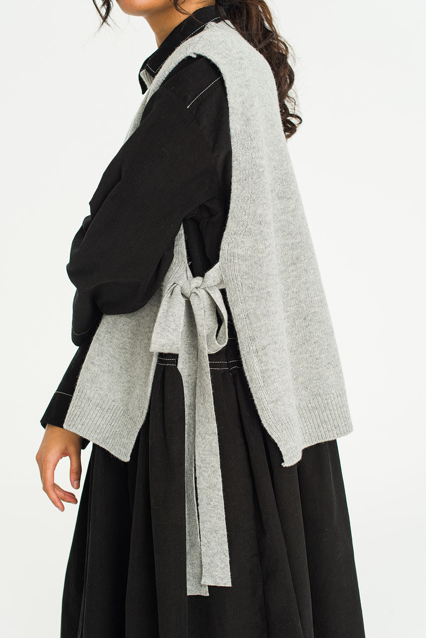 Side Ribbon Vest, Grey