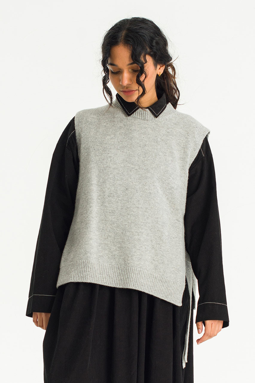 Side Ribbon Vest, Grey