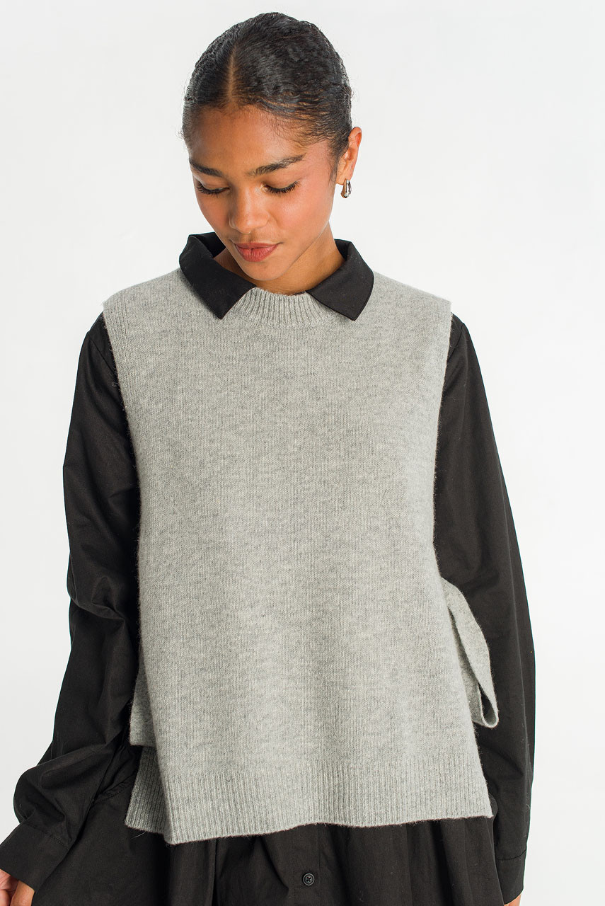Side Ribbon Vest, Grey