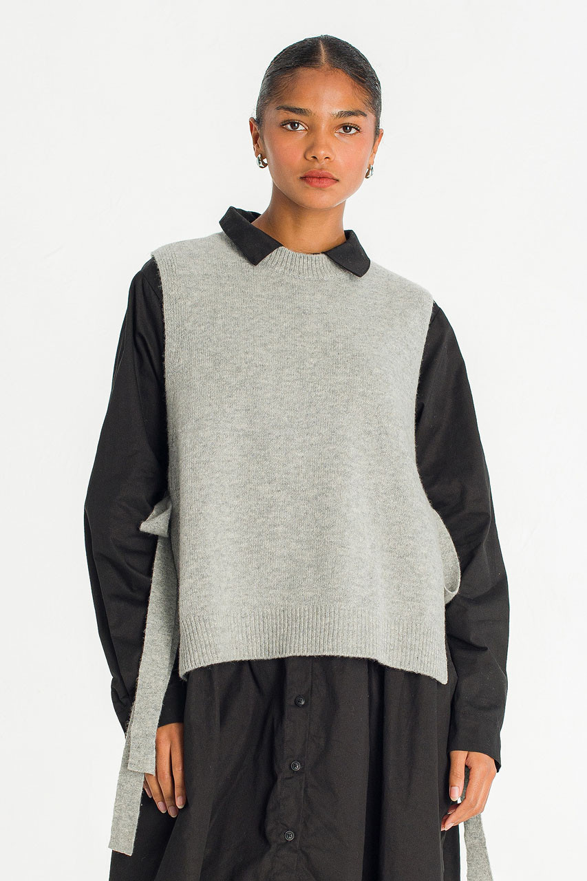 Side Ribbon Vest, Grey