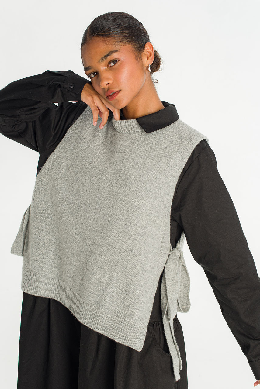 Side Ribbon Vest, Grey