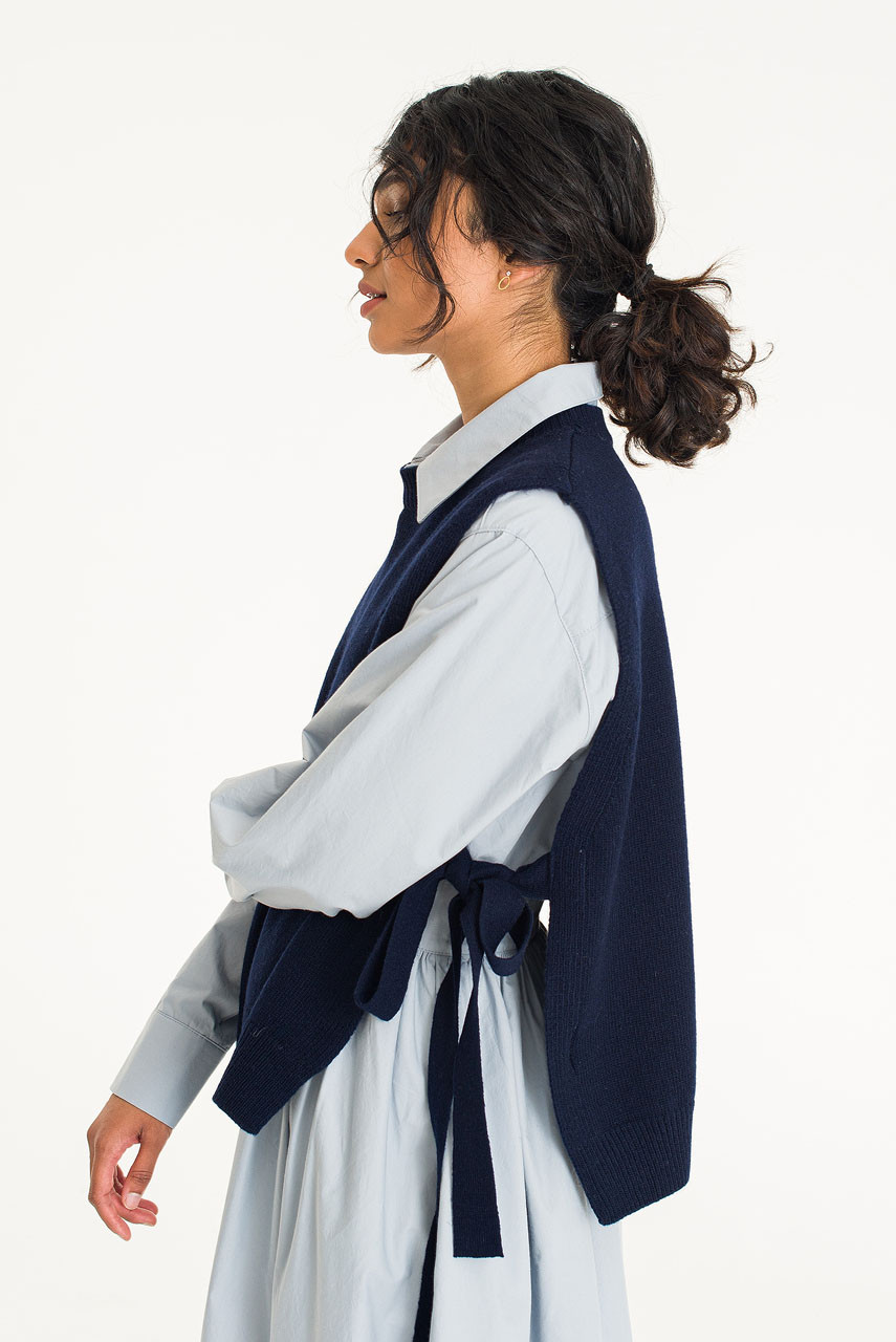 Side Ribbon Vest, Navy