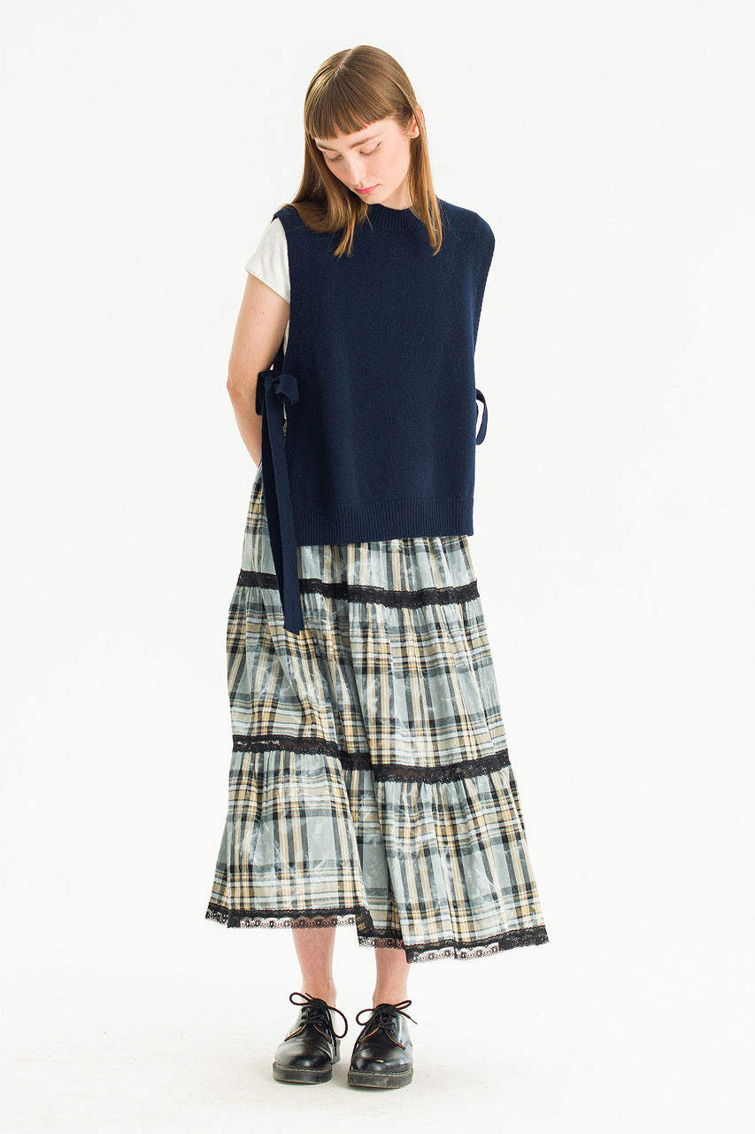 Side Ribbon Vest, Navy