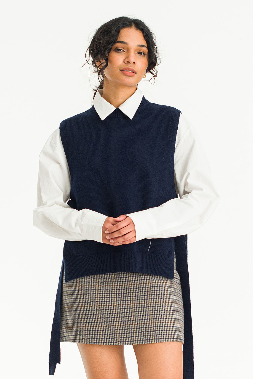 Side Ribbon Vest, Navy
