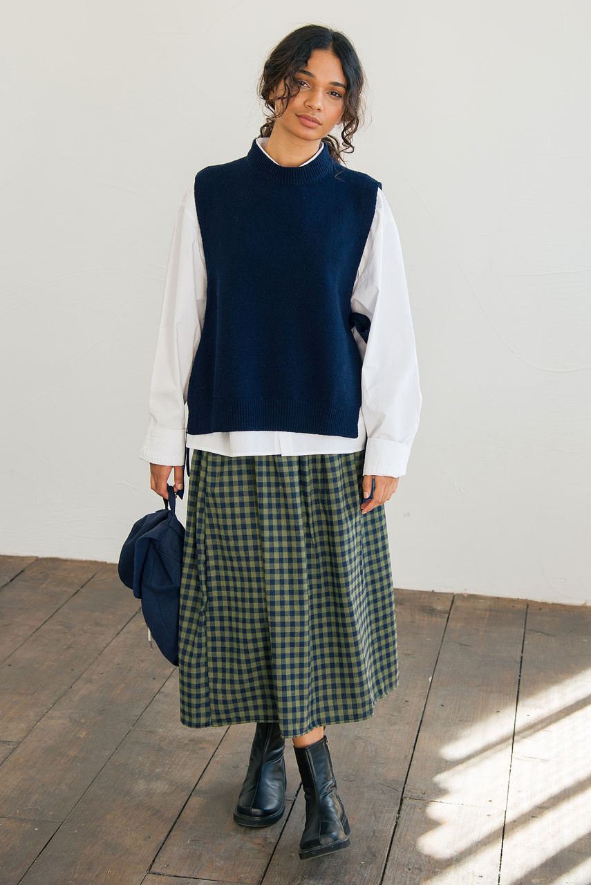 Side Ribbon Vest, Navy