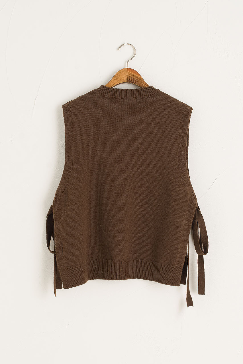Side Ribbon Vest, Brown