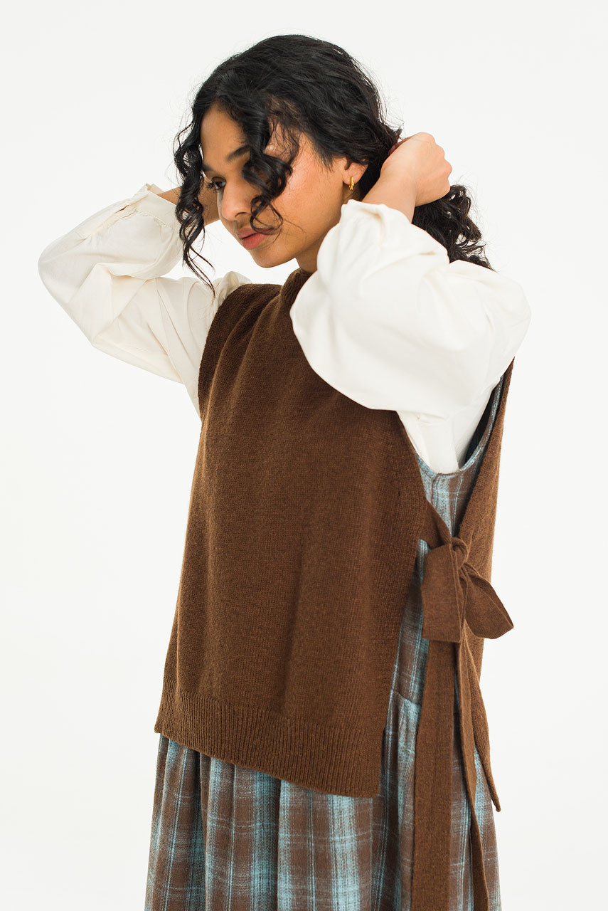 Side Ribbon Vest, Brown