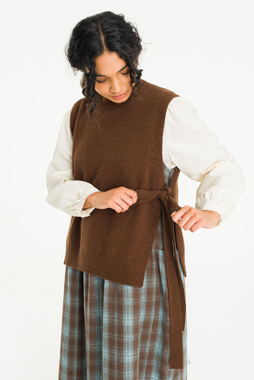 Side Ribbon Vest, Brown
