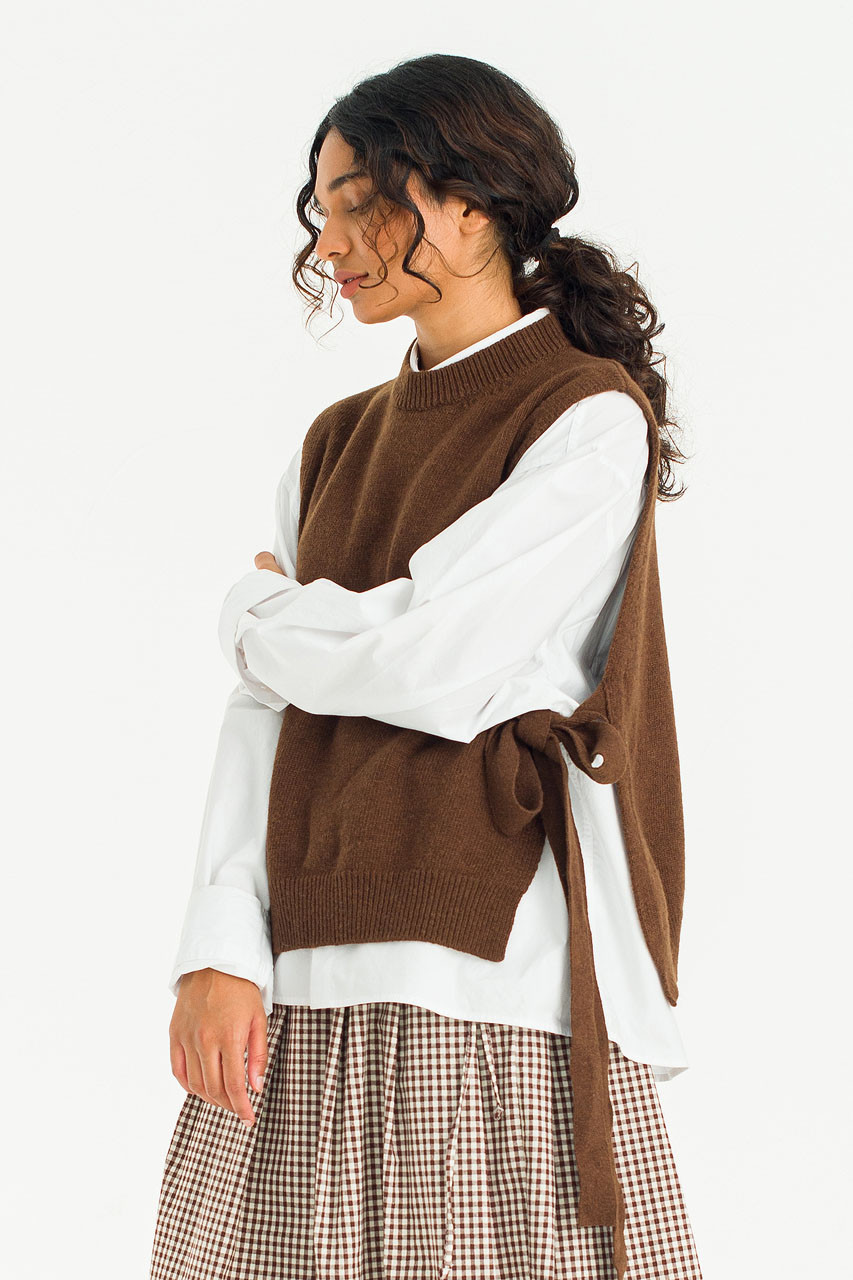 Side Ribbon Vest, Brown