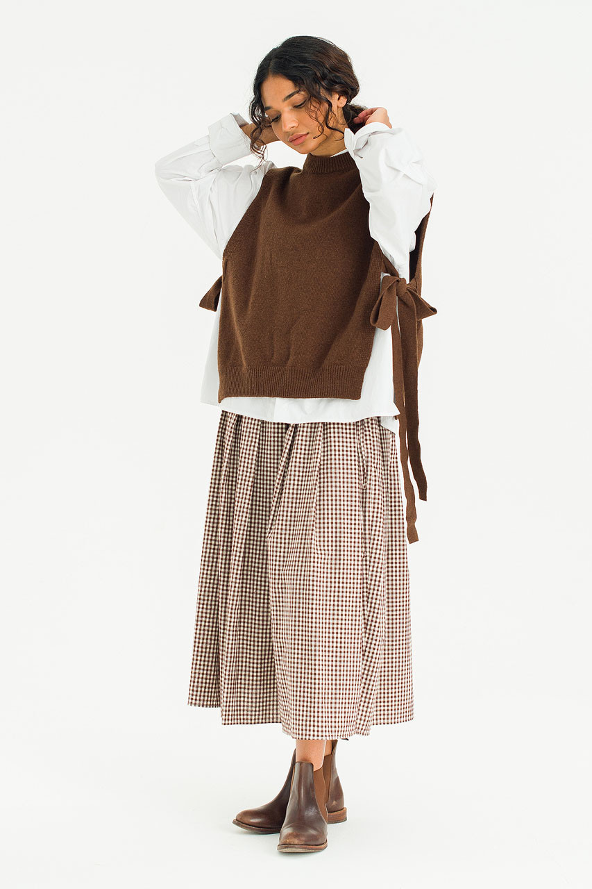 Side Ribbon Vest, Brown
