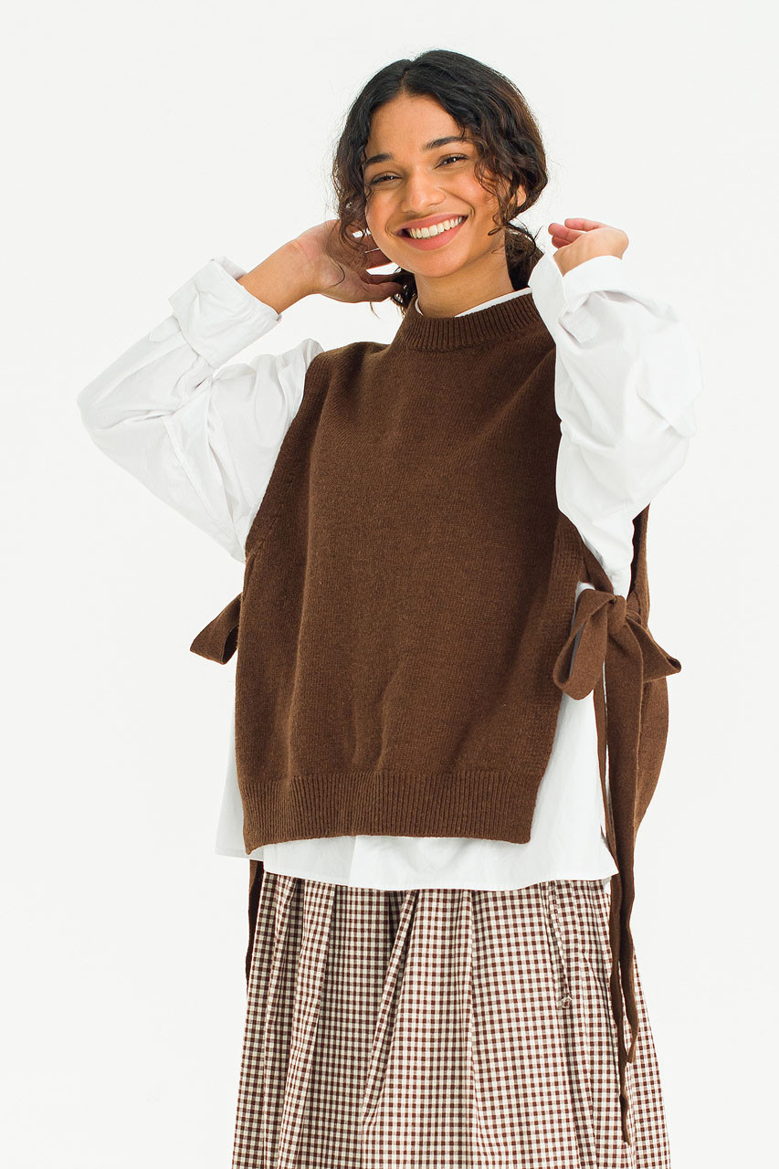 Side Ribbon Vest, Brown