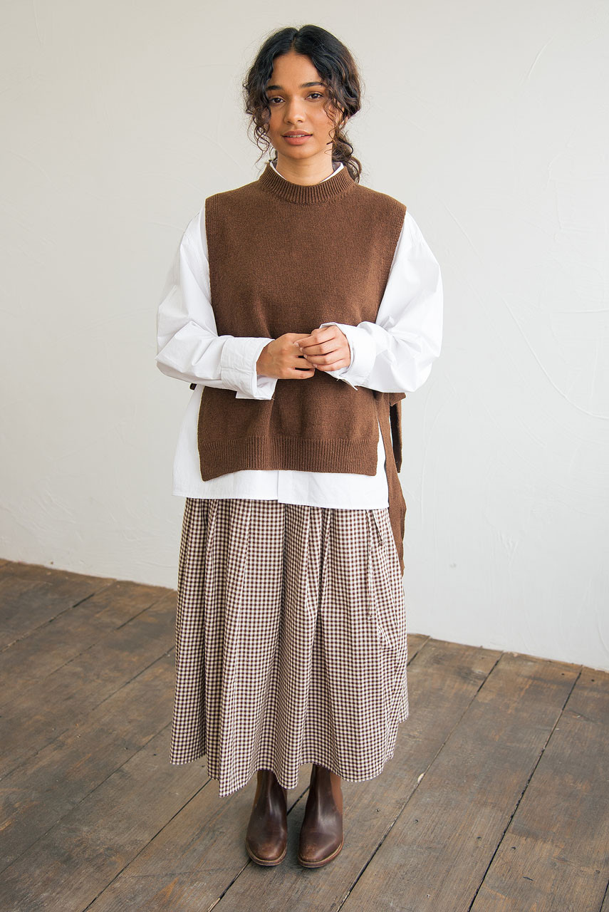 Side Ribbon Vest, Brown